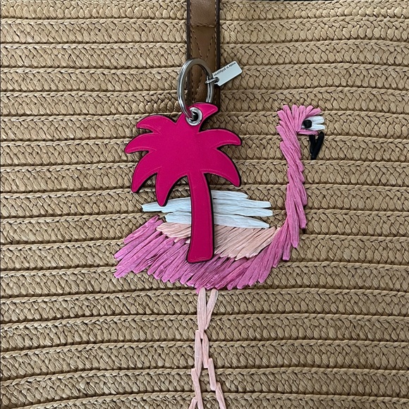 Coach Palm Tree Bag Charm Keychain Silver/Dragonfruit Pink CBK53 - Picture 3 of 6